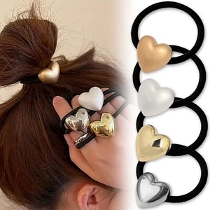 4PCS Metal Hair Ties for Women Girls Gold Silver White Hair Accessories for T... - Picture 1 of 7