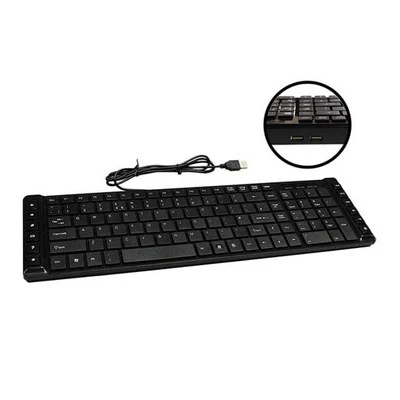 Xclio Slim Multimedia Soft Touch Quiet Spill Resistant Keyboard with 2 Port USB  - Image 1 of 4