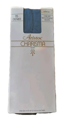Vintage Aristoc Charisma One Size 15 Denier Airforce Blue/Grey Tights New - Image 1 of 3
