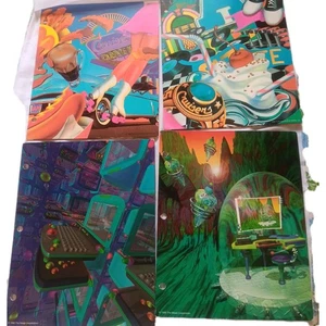 4 Vintage 1980s/90s Mead Designer Series 3 Hole Folders Cruisers Futurocity - Picture 1 of 24
