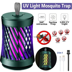 UV Light Mosquito Killer Lamp Electric Rechargeable Zapper Bug Fly Insect Trap - Picture 1 of 12