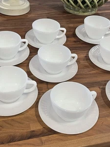 Federal Glas Vintage weiß Tassen und Untertassen 8er Set - Bild 1 von 11