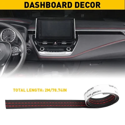 2M PU Leather Car Dashboard Decor Line Strip Sticker Trim Moulding Accessories Foto 1 de 4
