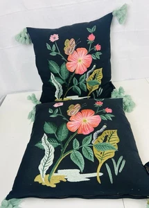 Rifle Paper Co Company Alice In Wonderland Floral Loloi Accent Pillow 17”x17” - Picture 1 of 18