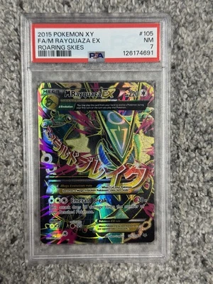 2015 POKEMON XY ROARING SKIES #105 FULL ART/M RAYQUAZA EX PSA 7 - Image 1 of 2