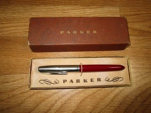 Pluma Estilográfica Parker 21 De Colección con Caja Rojo Granate Buen Estado - Imagen 1 de 7