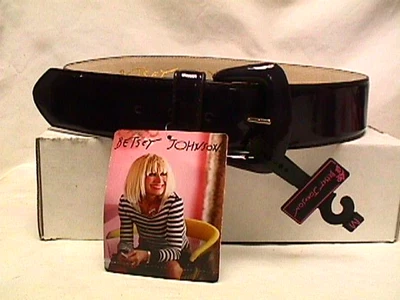fab BETSEY JOHNSON vintage wide slick PLUM purple BELT sz M NWT leather lined - Image 1 of 4