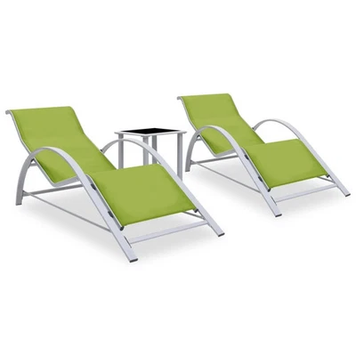 Sun Lounger Green Aluminum Standard Adjustable Armrests - Image 1 of 4