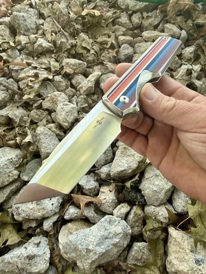 Navaja de bolsillo TWOSUN ts436 personalizada con marco de titanio pulido con espejo Foto 1 de 4