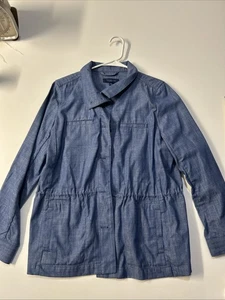 Talbots Women's Denim Shirt Jacket Button Front Long Sleeve Blue Size Mp - Picture 1 of 7