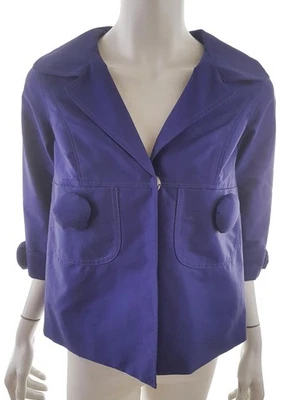 Manoush  Größe 36 Marineblau Blazer mit Knopfverschluss Seide 100% Manche 3/4 Ta - Bild 1 von 4