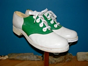 1940/50's Green and white Saddle Shoes  US  women's 5 C - Picture 1 of 12
