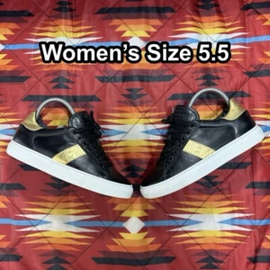 Roberto Cavalli Black Gold Sneakers Shoes Womens Size 5.5 US 36 EU Made In Italy - Picture 1 of 14