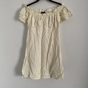 NWT Lulu's Size Small Ivory Radiant Realness Off-the-Shoulder Babydoll Dress - Picture 1 of 4