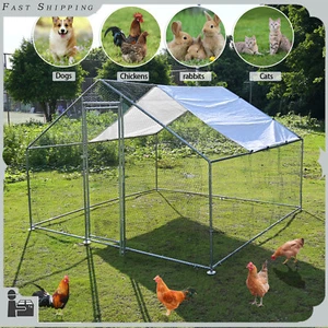 10X10ft Walk-in Chicken Coop Outdoor Run Hen House Enclosure Poultry Rabbit Cage - Picture 1 of 12