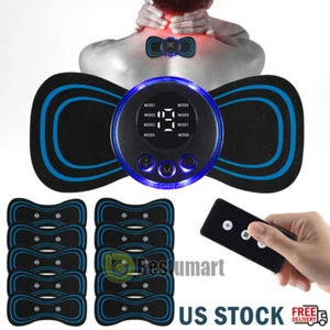 Small Portable EMS Electric Neck Back Massager Cervical Massage Patch Stimulator - Picture 1 of 33