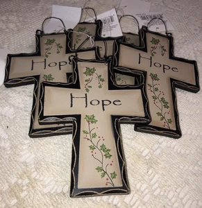 Wooden “Hope” Cross Ornament ~ Set Of 5 - Picture 1 of 1