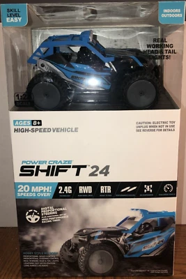 Power Craze Shift 24 RC Truck Mini RC Car High Speed Vehicle Electric Toy Blue 8 - Image 1 of 4