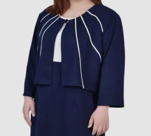 NY Collection Women's Blue 3/4-Sleeve Jacket Plus Size 16W - Picture 1 of 2