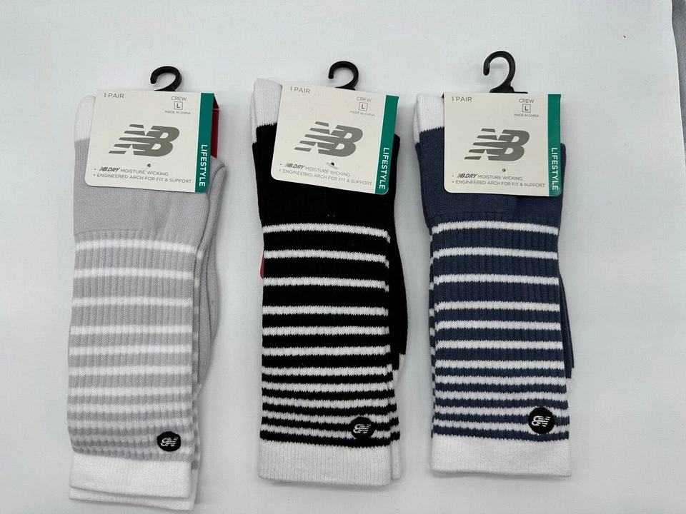 NUEVO PAR DE CALCETINES PARA HOMBRE NEW BALANCE ESTILO DE VIDA MEZCLA DE ALGODÓN TALLA GRANDE Foto 1 de 4
