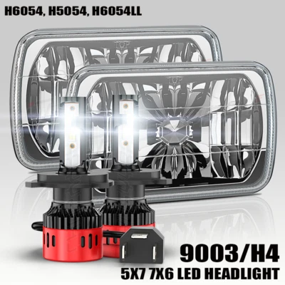 H4 Pair 5x7 7x6 LED Headlights For Toyota Pickup 82-1995 Tacoma 4Runner 84-1991 - Image 1 of 4