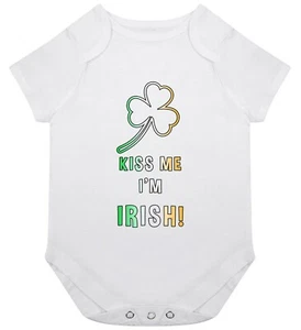 Funny Baby Grow Babygrow Gift Birth Birthday Boy Girl Irish Ireland Shamrock - Picture 1 of 1