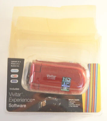 Vivitar DVR 910HD Straw Red VideoCam Camcorder Hand Held Red w/Software Disc - Image 1 of 4