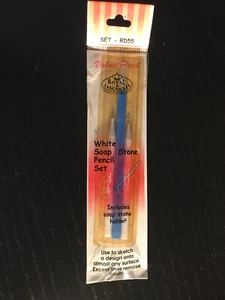 WHITE SOAP STONE PENCILS SET OF 3 NIBS & HOLDER TOOL ANY SURFACE EASY CLEAN RD55 - Picture 1 of 6