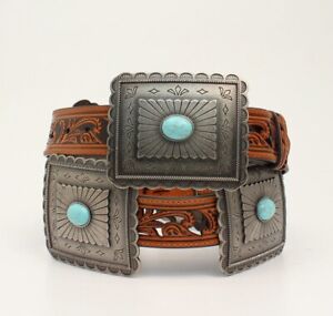 Silver/Turquoise CONCHO BELT ~ ARIAT Brown Leather Western BELT ~ COWGIRL A15321