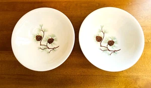 2- French Saxon China Pine Cone Serving Bowls 8 5/8" x 2 1/4 Vintage - Picture 1 of 3