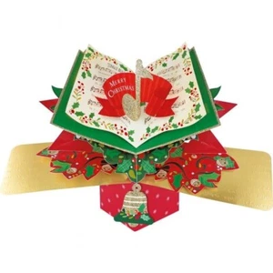 Biglietto di auguri di Natale pop up 3D - nota musicale - verde, rosso, oro - Foto 1 di 1