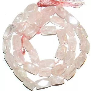 "Cuentas de piedras preciosas de tubo cuadrado cortado a mano facetado de cuarzo rosa 7 mm - 11 mm" - Imagen 1 de 1
