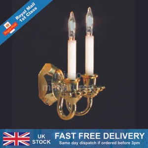 Dolls House Double Candle Wall Lamp 1/12 Scale (02223) - Picture 1 of 2