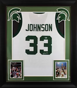Michigan State Magic Johnson Signed White Pro Style Framed Jersey BAS Witnessed - Picture 1 of 2
