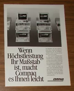 Seltene Werbung COMPAQ DESKPRO 286 386/25 PORTABLE III PORTABLE 386 PCs 1988 - Picture 1 of 1