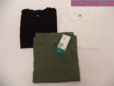 3 Pk H&M Basic Organic Cotton Short Sleeve T-Shirts Boys 6X/7 Black/White/Gre - Image 1 of 4