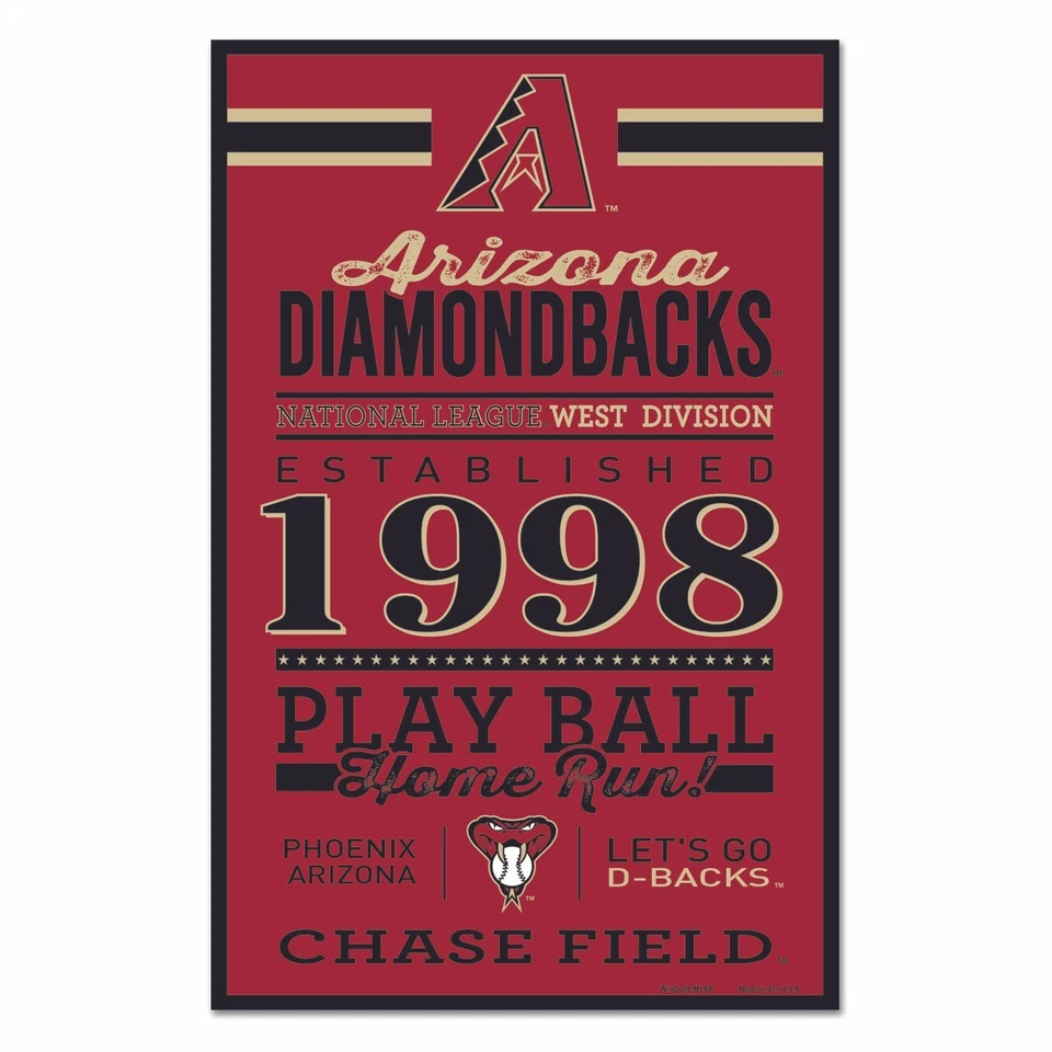 Arizona Diamondbacks MLB 17" x 11" Wood Decorative Indoor Sign Wincraft - Image 1 of 1