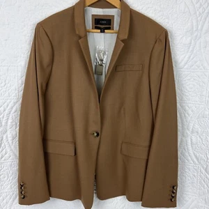 J Crew Regent Wool Flannel Fitted Blazer Jacket Warm Camel Tan Size 22 - Picture 1 of 14