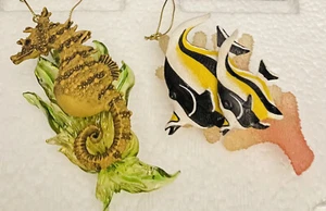 Vintage Coastal Angel Fish & SeHorse Ornament Christmas - Picture 1 of 12