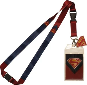 Superman Logo Lanyard ID Badge Holder With Keyring and Collectible Sticker - Picture 1 of 5