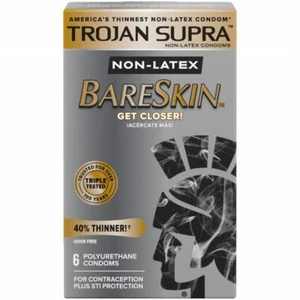 Trojan Supra Bare Skin Non-Latex Lubricated Condoms + Brass Pocket Case - Picture 1 of 5