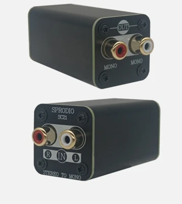 SPRODIO Stereo to Mono Converter, rca L/R audio adapter stereo to mono sum  SC21 - Image 1 of 4