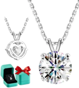 Moissanite Necklace for Women - Moissanite Solitaire Necklace, Moissanite Pendan - Picture 1 of 12