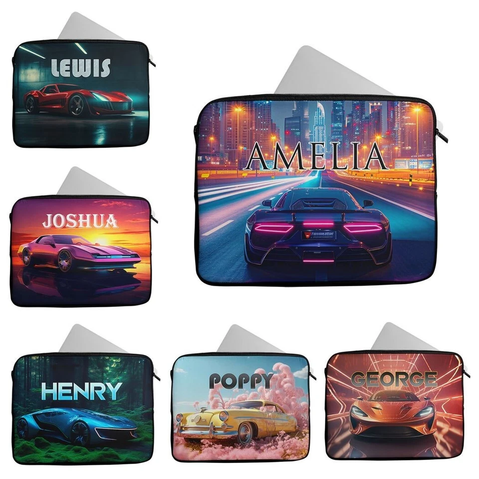 Personalised Any Name Car Design Laptop Case Sleeve Tablet Bag 416 - Image 1 of 1