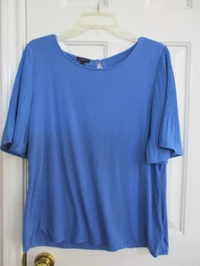 TALBOTS  ROYAL BLUE FLUTTER SHORT SLEEVE  RAYON/SPANDEX TOP SIZE  LARGE - Picture 1 of 6