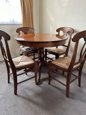 Marks & Spencer Round Extendable Oak Dining Table with Four Chairs - Image 1 of 4