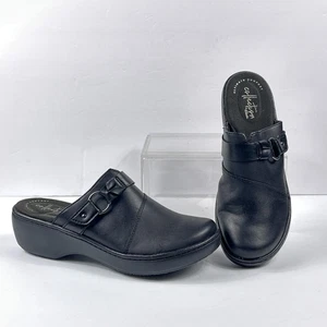 Clarks Delana Damen-Pantoletten Größe 7,5 breit schwarz Slipper Clogs Schnalle bequem - Bild 1 von 10