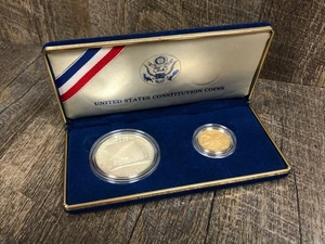 1987 US Constitution $5 Gold and $1 Silver Dollar 2 Coin Proof Set NO Reserve! - Picture 1 of 23