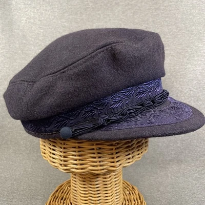 Gorra de pescador griega del Egeo vintage sombrero 7 1/4 talla 58 mezcla de lana negra con púrpura Foto 1 de 4