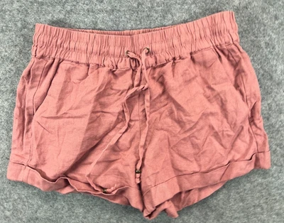 Pantalones Cortos Love Tree Mujer Medianos Rosa Lino Pull On Puños Cordón Lino Rayón Foto 1 de 4